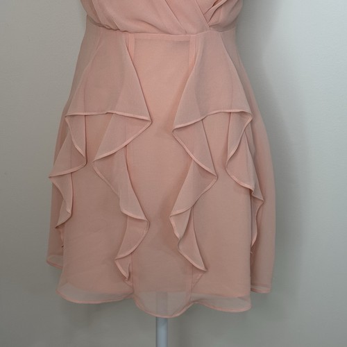 NWT BCBGeneration Ruffle Mini Dress Size 2 Coral Rose Lined Layered - Foto 6 di 14