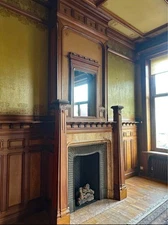 ARRIVES MAR 2026 Belgian Antique Art Nouveau Paneling, Doors & Fireplace