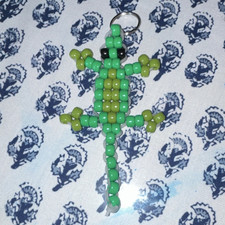 Handmade Handcrafted Beaded Lizard Keychain Green Yellow Animal Accessory
