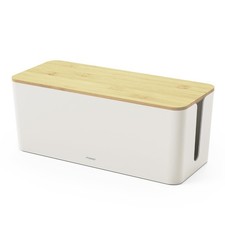 Small Cable Management Box with Wooden Lid Medium , Cord Organizer Wooden Bo...