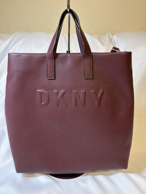 DKNY Tilly Large Scarlet Tote Bag  Leather Shoulder Work Zip Silver Hardware EUC