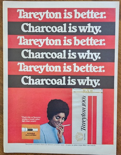 VINTAGE 1970's Print Ad B5C4 Tareyton Smokers Would Rather Fight Than Switch