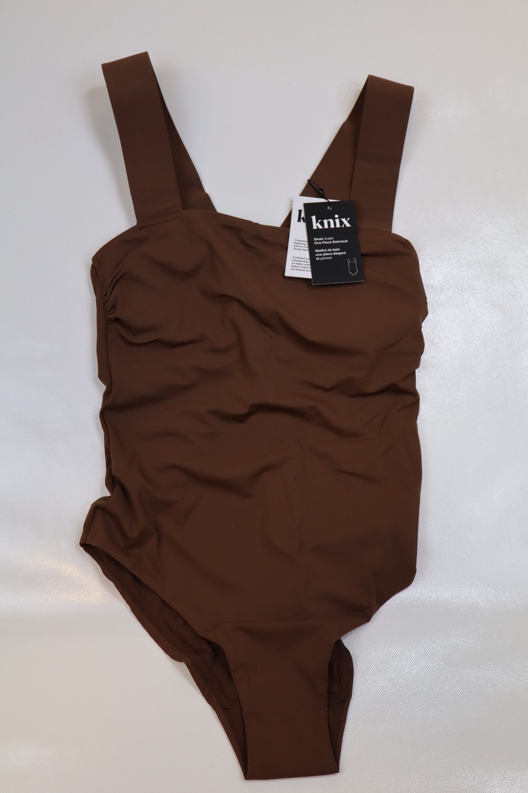 NEW Knix Sleek Sculpt Espresso Brown Cross Back One Piece Swimsuit Size M