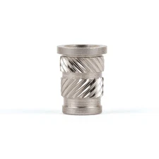 Threaded Inserts for Plastic, 1/4-28, Straight, Flanged, Stainless Steel Thre...