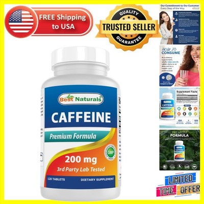 200mg Caffeine Tablets - 120 Count, Gluten-Free, Lab Tested Energy Boost