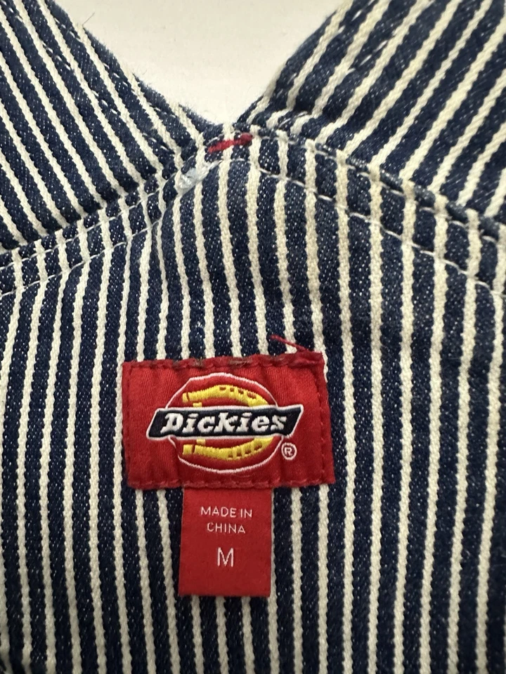 Dickies Women’s Relaxed Fit Bib Overalls In Hickory Stripe Size Medium Conductor - Image 3 of 4