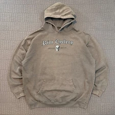 Rim Cyclery Hoodie Men XL Brown Moab Utah Mountain Biking Faded Distressed Skull