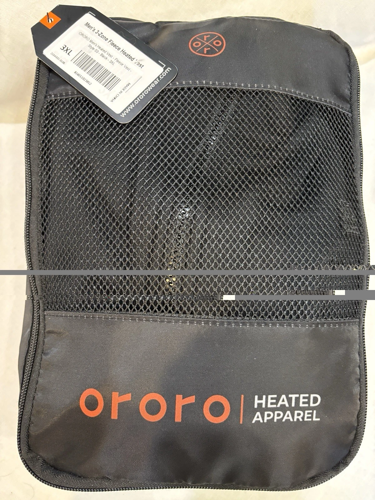 ORORO Heated Apparel Men's 3-Zone Fleece Heated Vest, Black, 3XL