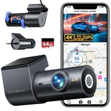 4K Dash Cam Front and Rear, 5G WiFi  GPS  64GB Card, 1.5" IPS Display Dash ...