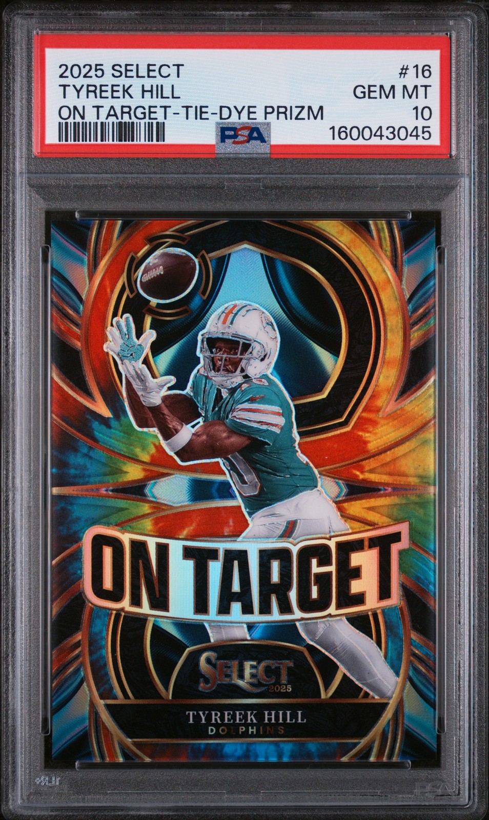 2025 PANINI SELECT ON TARGET TIE-DYE PRIZM #16 TYREEK HILL 06/25 PSA 10 view 1