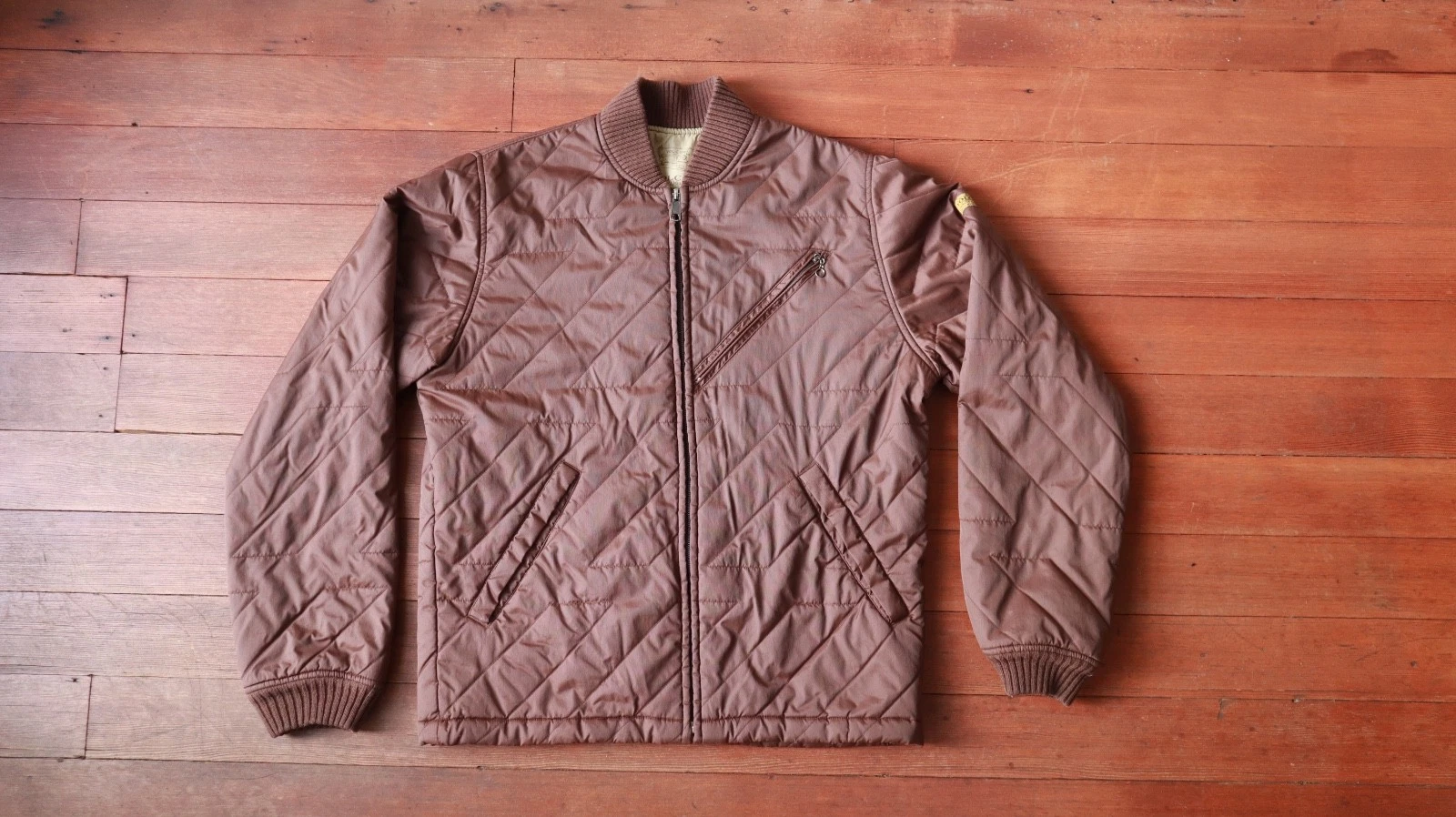 Volcom Workwear Memphis Jacket Mens Medium Brown Quilted Bomber Full Zip (OBO)