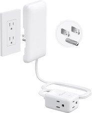 3Ft Flat Extension Cord with 3 Outlets, Flat Wall Plug Flush Outlet Cover, 900