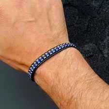 Lapis Lazuli Leather Crystal Healing Women Men Protection Retro Bracelet Gifts
