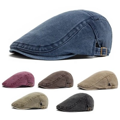 HERREN FLATCAP GEWASCHEN ZEITUNGSJUNGE GATSBY RETRO DENIM BASKENMÜTZE FAHRMÜTZE OUTDOOR FREIZEIT