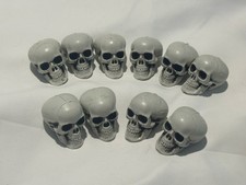 10 Mini Skull Figurines, Tiny Skeleton Heads, Halloween Decor, Crafts Free...
