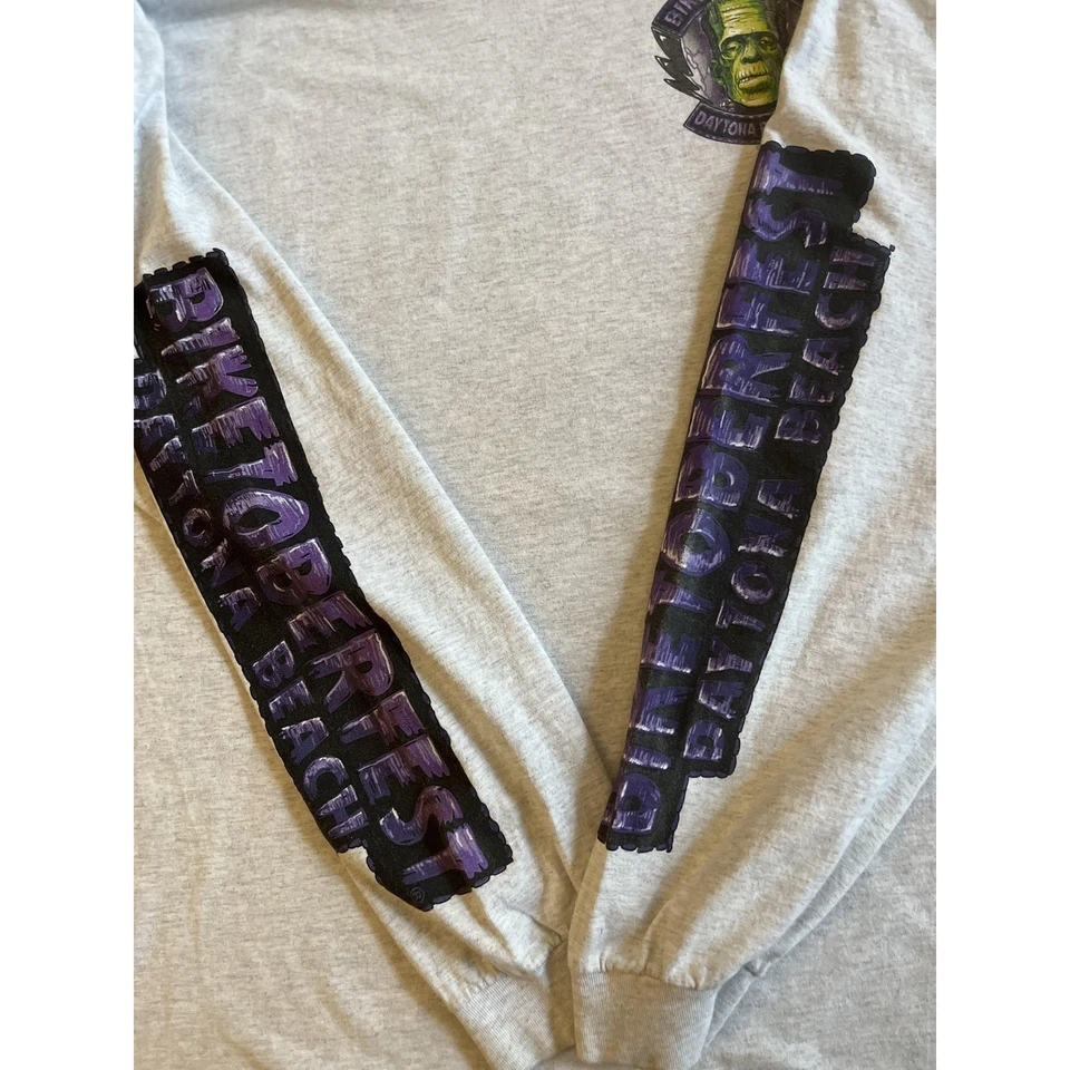 Camisa Biketoberfest Para Hombres 2XL Gris Manga Larga Daytona Beach 2017 Frankenstein Foto 3 de 4