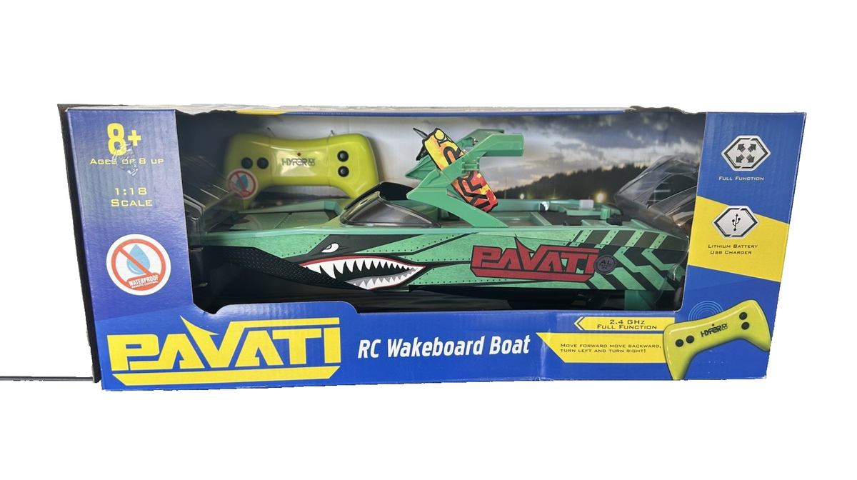 Hyper Toy Co. RC Pavati Wakeboard Boat Shark Mouth Graphics 2.4