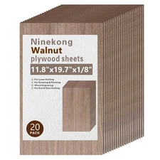 20 Pack Black Walnut Plywood Sheets 1/8",11.8X19.7X1/8 Inch Plywood Sheets,3Mm W