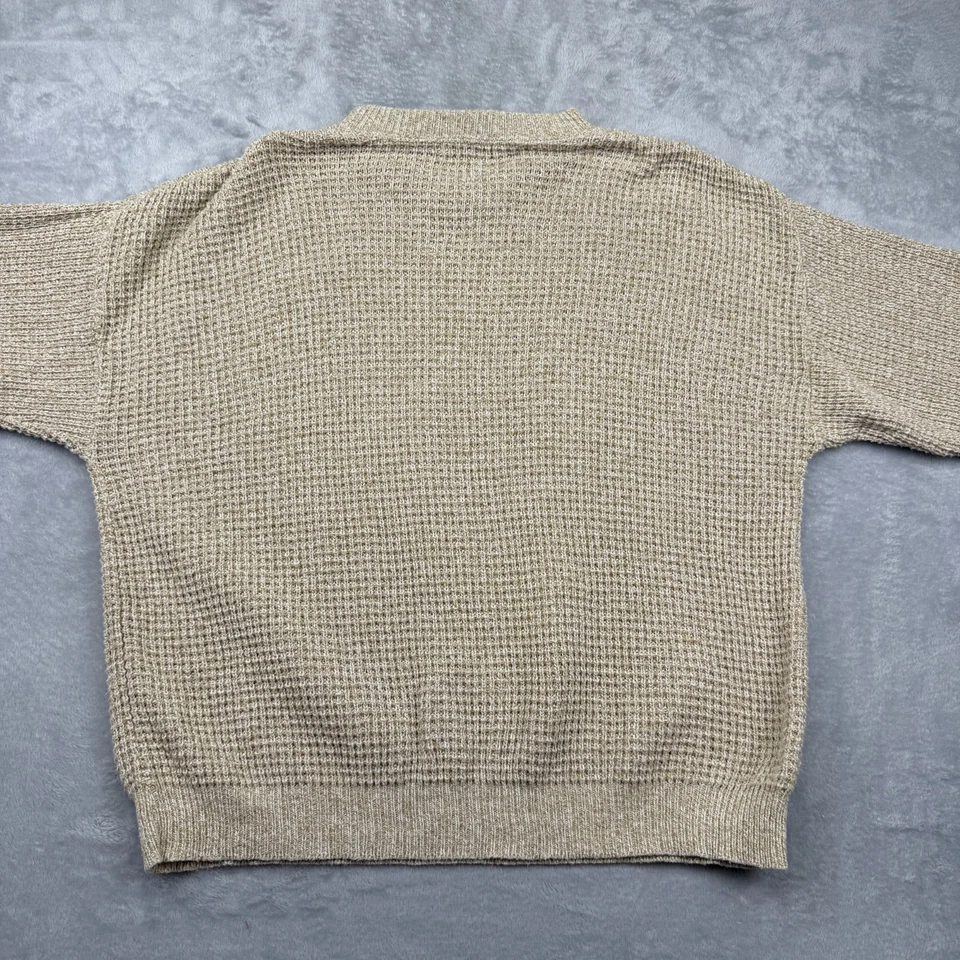 VTG 90s Members Only Sweater Men Med Beige Cotton Textured Waffle Knit Relaxed - Image 2 of 4
