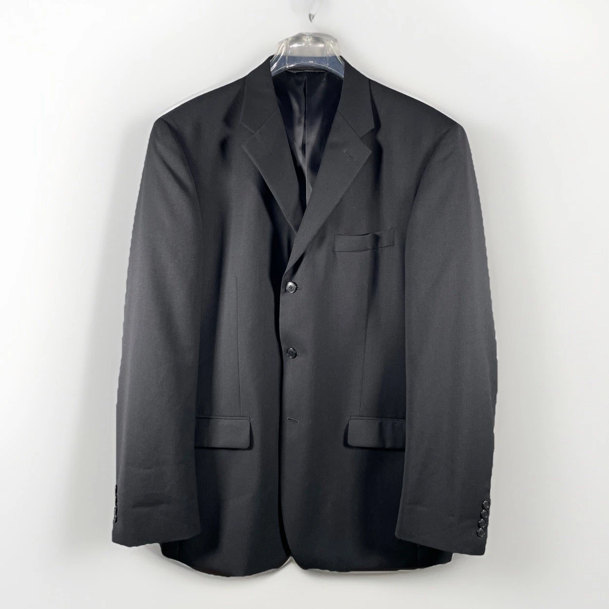 Claiborne Mens Black Three Button Sport Coat Size 44 Long