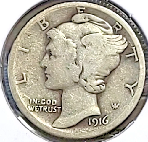1916-S U.S. MERCURY DIME IN UPPER FINE CONDITION