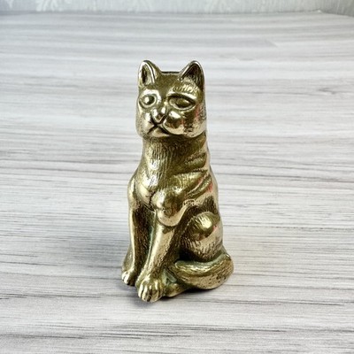 Vintage Messing Katze Ornament in sitzender Position 7 cm Sammler Deko