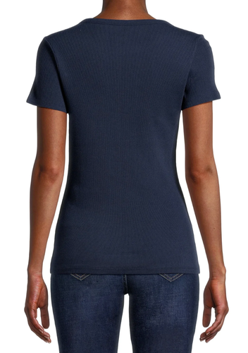 Women's Dark Navy Time and Tru Ribbed Tee with Short Sleeves size XL (16-18) - Picture 3 of 4