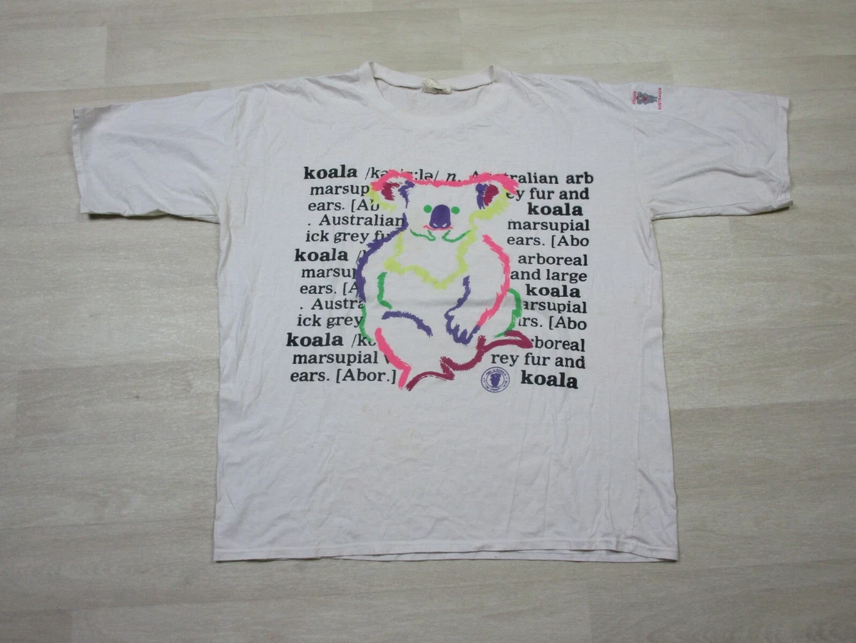 Vintage Cooee Clothing Koala Australia Graphic T Shirt L 1980 s Colorful Art