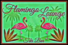 FLAMINGO LOUNGE 8X12 METAL SIGN POOL HOT TUB TIKI BAR BEACH HOUSE LUAU DECOR 
