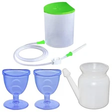 Anema kit satvik 1500 ml neti pot with 3 rubber neti sutra and 2 eye wash cup