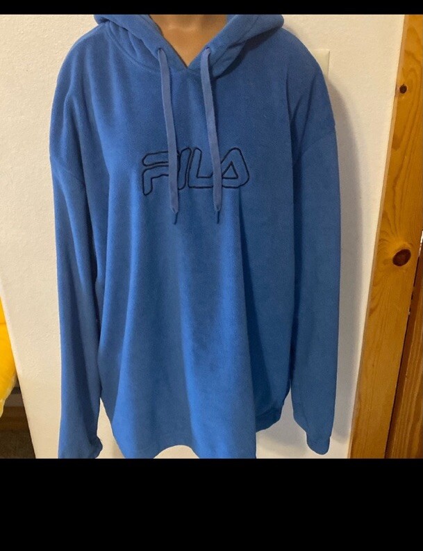 FILA Polar Fleece Felpa con Cappuccio Uomo Manica Lunga ~ Blu Vallarta ~ Taglia 2XL