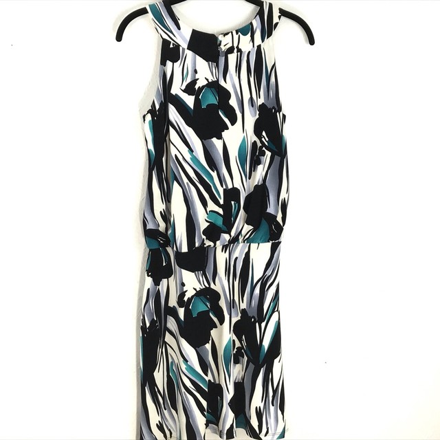Saint Tropez West Womens Dress Black White Teal Blue