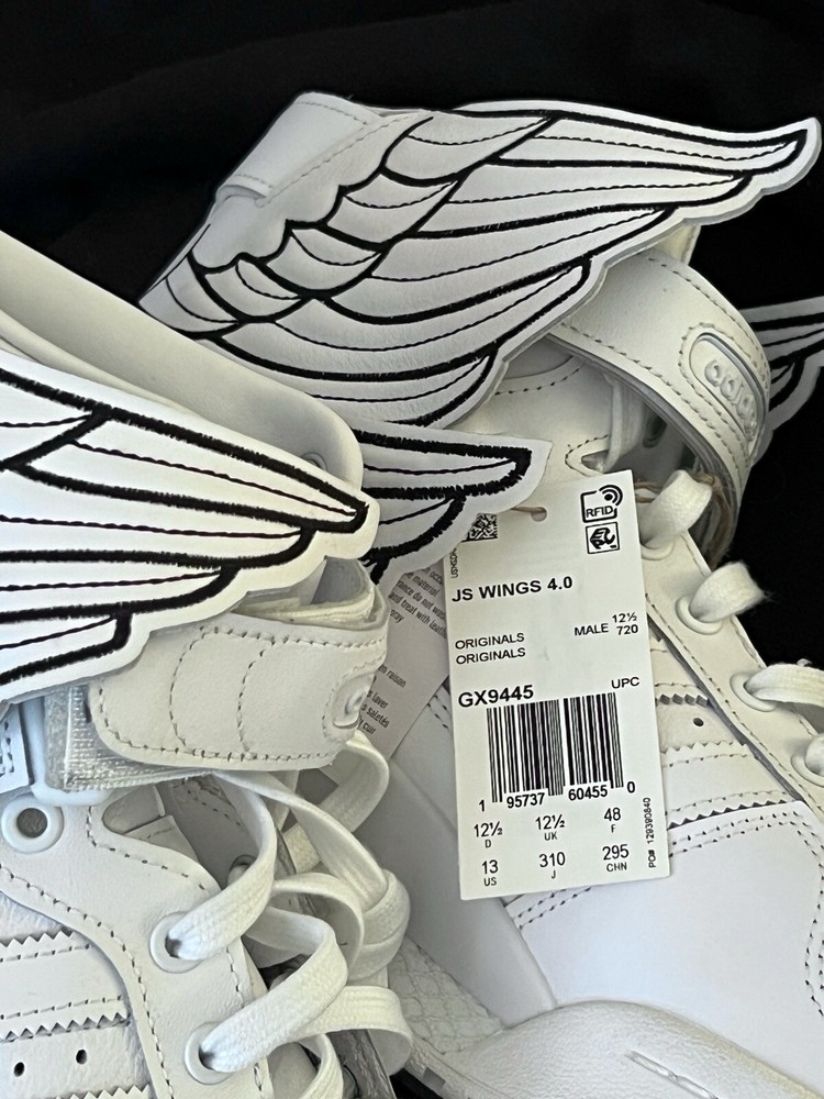 ADIDAS ORIGINALS JEREMY SCOTT JS WINGS 4.0 US 13 WHITE BLACK LIFESTYLE SNEAKERS