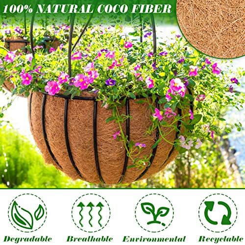 Pcs 10 Inch Coconut Liners for Planters, Round Hanging Basket Liners 10inch 6 - Picture 3 of 7