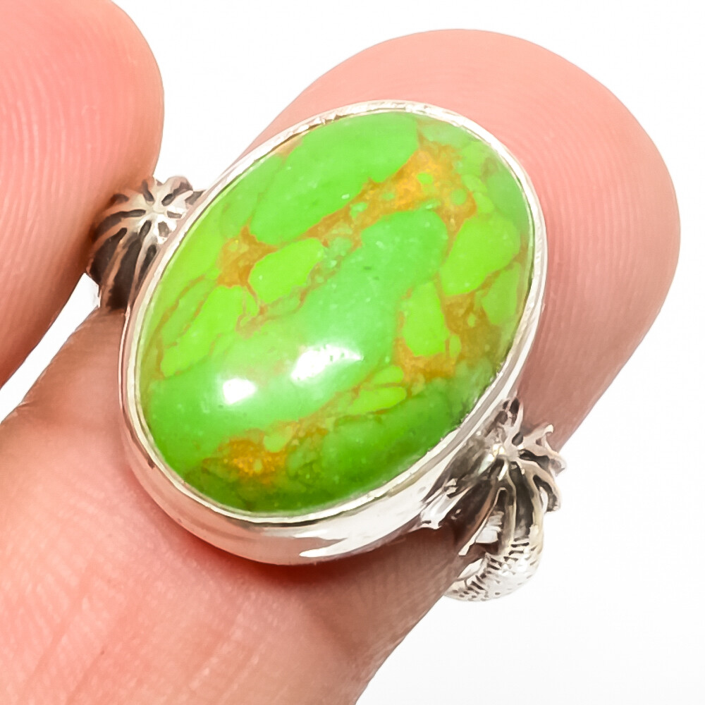 Copper Green Turquoise 925 Sterling Silver Israeli Ring s.7 R8751 eBay