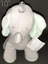 2x Carters 10" Gray Animal Plush Elephant Lovey Musical Wind Up Baby Music Dolls