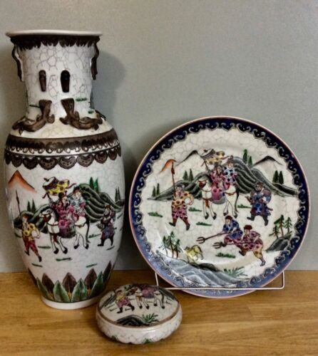 Chinese Old Porcelain Large Vase 15" with hole set of 3