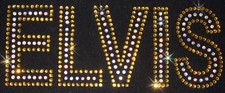 Gold ELVIS iron-on RHINESTONE Diamante BEAD DIY TSHIRT TRANSFER PATCH