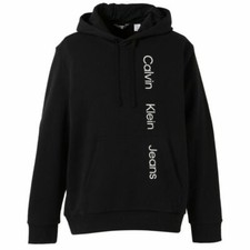 Men Calvin Klein Logo Black Hoodie Pullover Cotton Sweatshirt NEW