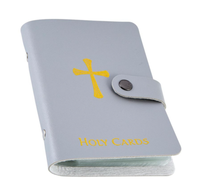 prayer card binder Pink Faux Leather 20-Sleeve Forty-Card Holder and Three Laminated Cards, Holy Organizer for 40 Plastic or Cardstock Memorial Saint Sacraments or Meditation Cards and Three Bonus Holy Cards This convenient soft bound leatherette album with snap will keep your treasured prayer cards safe from wear and tear Pocket Prayers Waterproof Catholic Prayer