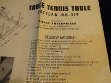 Table Tennis Ping Pong Table PATTERN U-BILD Uncut 319 Woodworking B121