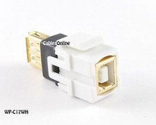USB A Female to B Female Keystone Jack, White, WP-C17WH