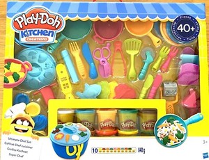 Play Doh Chef Supreme Play Kitchen Set - Kitchen toys w/ play doh cooking food, mixer, velcro