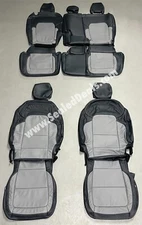 GRAY & DARK BLUE LEATHER SEAT COVERS FOR FORD BRONCO FULLSIZE 4 DOOR NAVY PIER