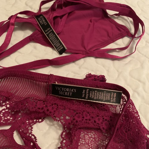 Lot - Victoria's Secret Bra 32DD Push-up With Two Small Matching Thongs - Picture 11 of 12