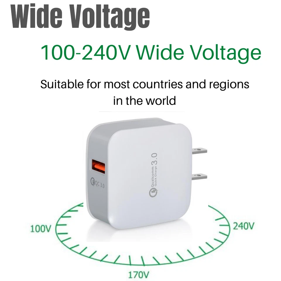 USB Fast Charging 3/6Ft Charger Cable & QC3.0 Quick Wall Charger For iPhone 14 8 - Image 2 of 4