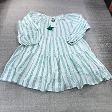 New Oliphant Dress Women Large Ballon Sleeve Archer Green White Pullover Casual