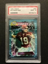 1995 TOPPS FINEST FOOTBALL CARD #90 JOE MONTANA  PSA 9 MINT