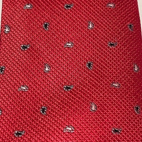 Haines & Bonner Tie London Red Micro Paisley Sharp Preppy Dapper Handmade - Picture 2 of 19