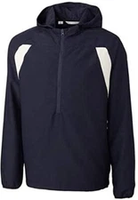NEW Mens CUTTER & BUCK CB WindTec Packable 1/2 Zip Anorak Hoodie Navy White XXL